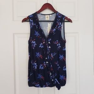 Alkamy navy blue floral tank top